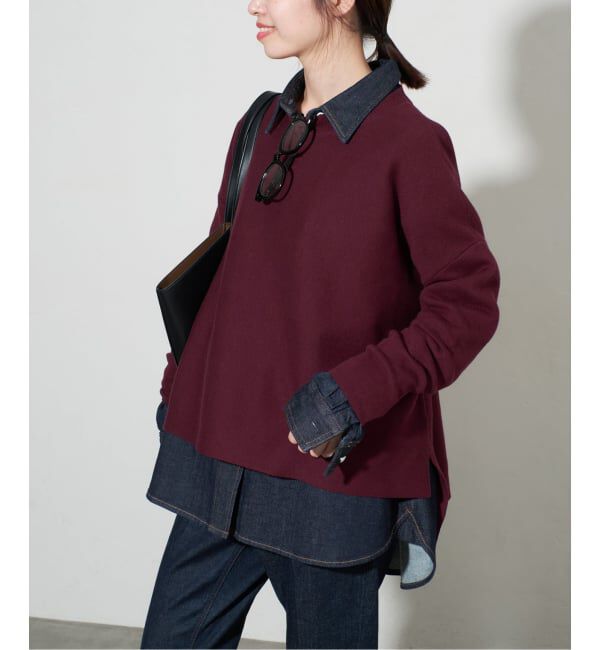 SLOBE IENA「《セットアップ対応可/WEB限定カラーあり》コットンダブルフェイスプルオーバー」|ニット・セーター|