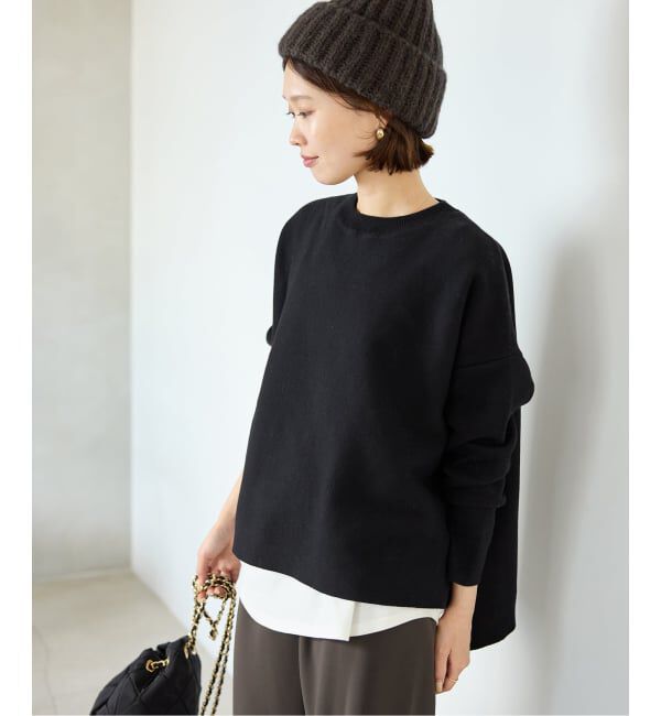 SLOBE IENA「《セットアップ対応可/WEB限定カラーあり》コットンダブルフェイスプルオーバー」|ニット・セーター|