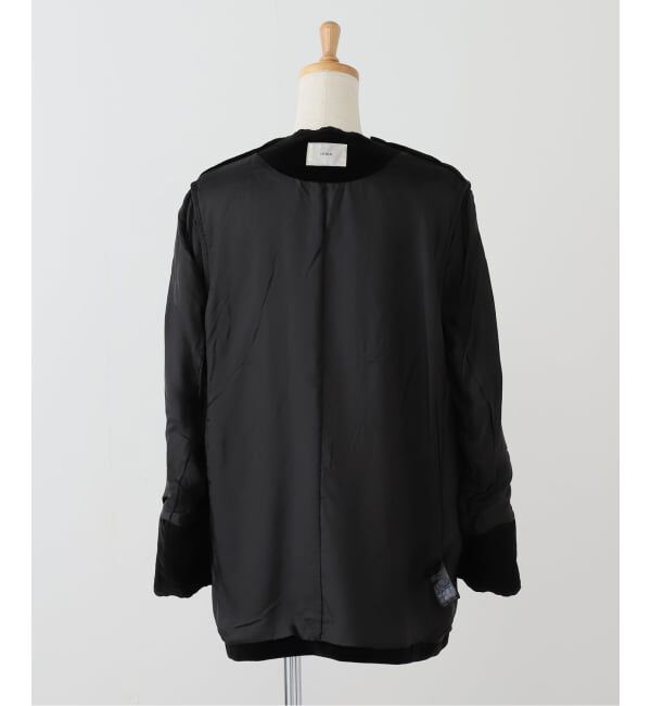 IENA「スカラップドベルベットジャケット」|ノーカラージャケット|