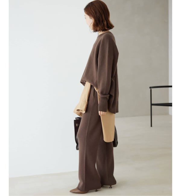 SLOBE IENA「《セットアップ対応可/追加》ウォッシャブルスムース クルーネックプルオーバー」|ニット・セーター|