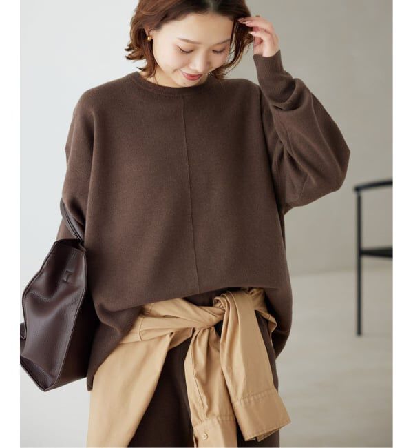 SLOBE IENA「《セットアップ対応可/追加》ウォッシャブルスムース クルーネックプルオーバー」|ニット・セーター|