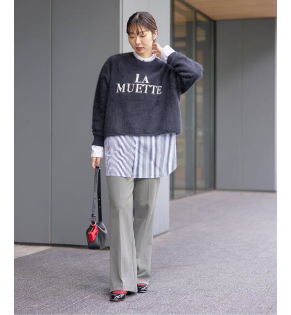 IENA「《追加2》ウォッシャブル 裏起毛セミフレアパンツ」|スラックス|