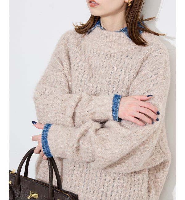 SLOBE IENA「アルパカ混BIG プルオーバー」|ニット・セーター|ベージュ