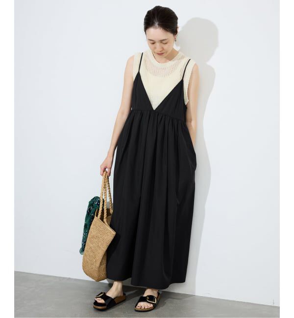 SLOBE IENA「《WEB限定/追加3》タフタギャザーキャミワンピース」|ワンピース|