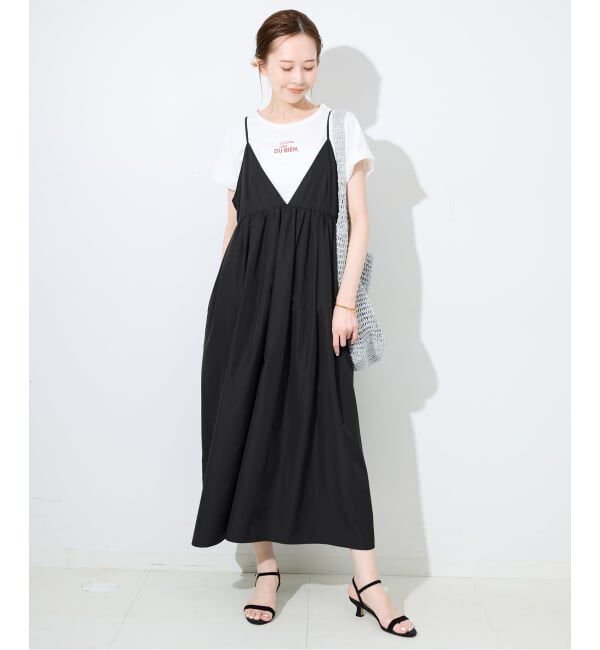 SLOBE IENA「《WEB限定/追加3》タフタギャザーキャミワンピース」|ワンピース|