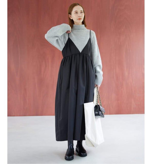 SLOBE IENA「《WEB限定/追加3》タフタギャザーキャミワンピース」|ワンピース|