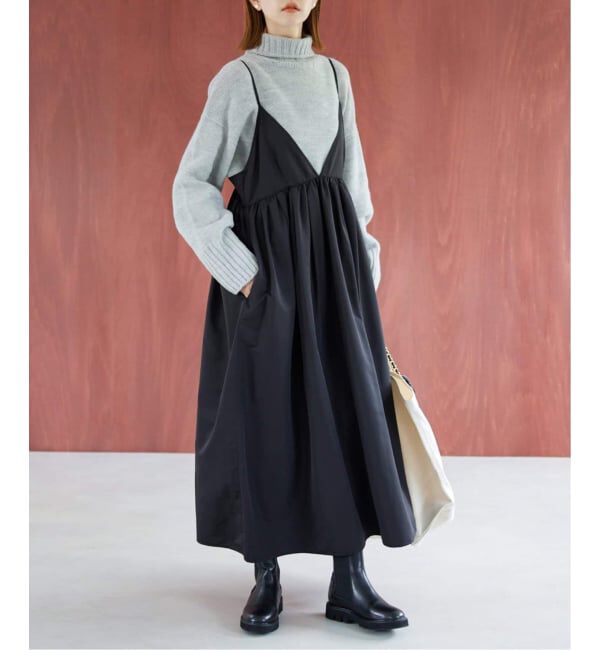 SLOBE IENA「《WEB限定/追加3》タフタギャザーキャミワンピース」|ワンピース|