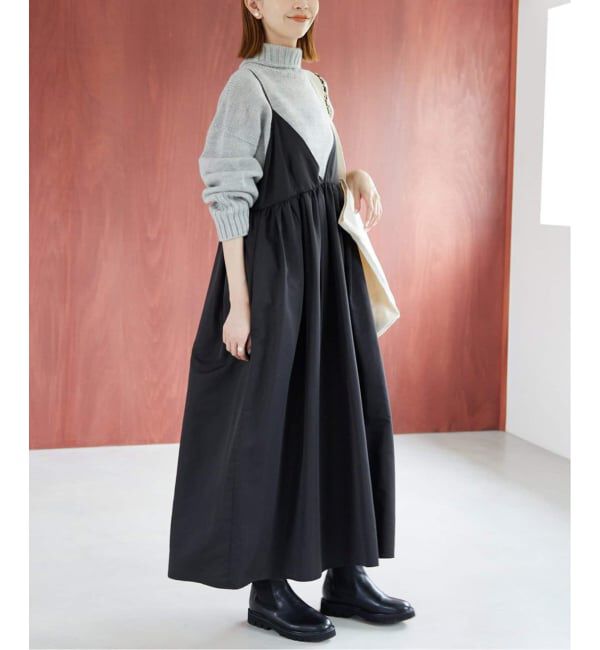 SLOBE IENA「《WEB限定/追加3》タフタギャザーキャミワンピース」|ワンピース|