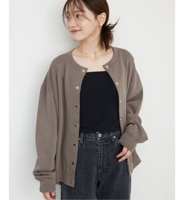 SLOBE IENA「《WEB限定/追加4》ダブルフェイスジャージースナップカーディガン」|カーディガン|