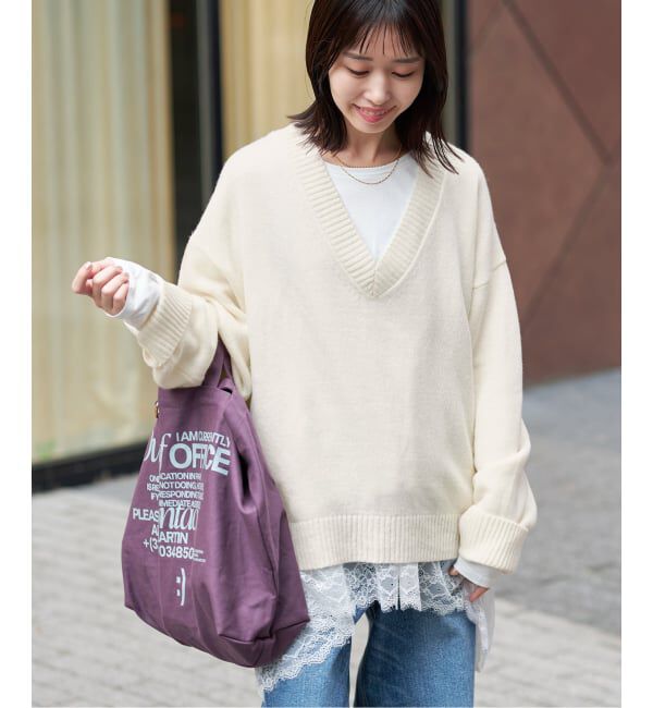 SLOBE IENA「Vネックルーズニットプルオーバー」|ニット・セーター|