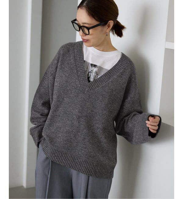 SLOBE IENA「Vネックルーズニットプルオーバー」|ニット・セーター|