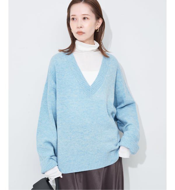 SLOBE IENA「Vネックルーズニットプルオーバー」|ニット・セーター|ブルー A