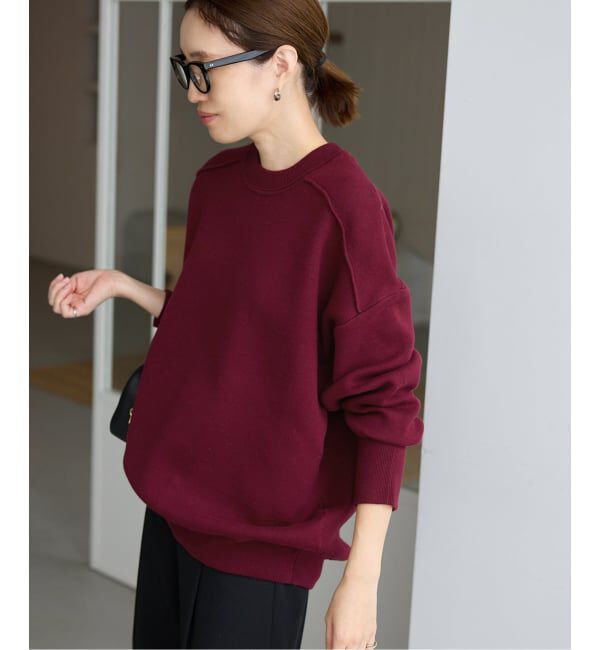 SLOBE IENA「《WEB限定/追加2》オーバーサイズ スウェットライクニット」|ニット・セーター|ボルドー