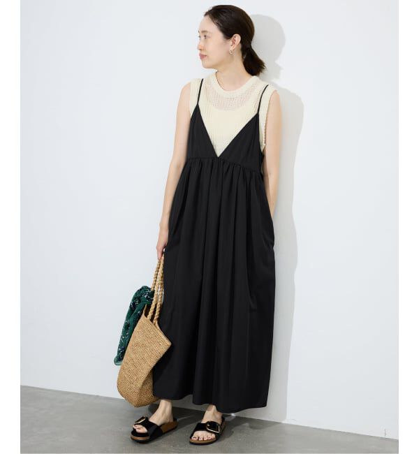 SLOBE IENA「《WEB限定/追加4》タフタギャザーキャミワンピース」|ワンピース|