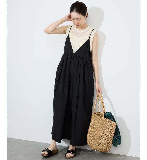 SLOBE IENA「《WEB限定/追加4》タフタギャザーキャミワンピース」|ワンピース|