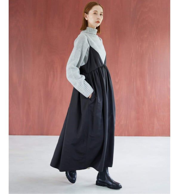 SLOBE IENA「《WEB限定/追加4》タフタギャザーキャミワンピース」|ワンピース|