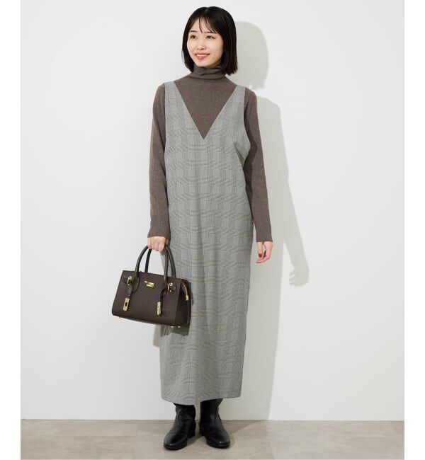 SLOBE IENA「【2枚セット】チェックジャンパースカート&times;タートルニットセット」|ワンピース|