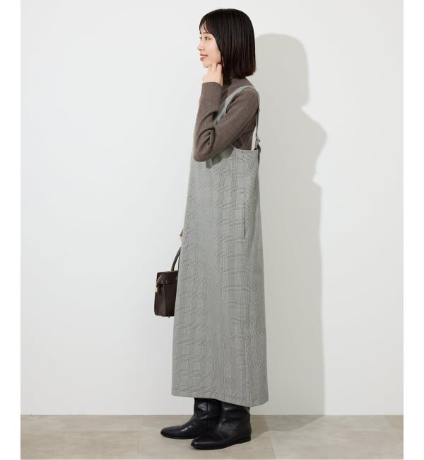 SLOBE IENA「【2枚セット】チェックジャンパースカート&times;タートルニットセット」|ワンピース|