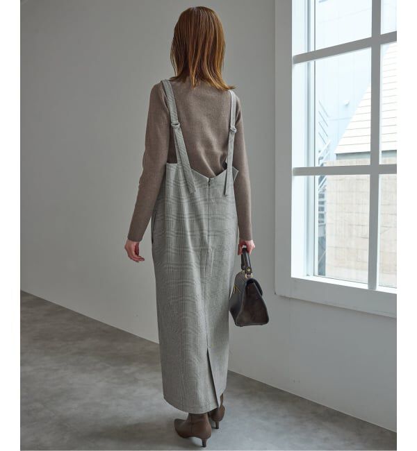 SLOBE IENA「【2枚セット】チェックジャンパースカート&times;タートルニットセット」|ワンピース|