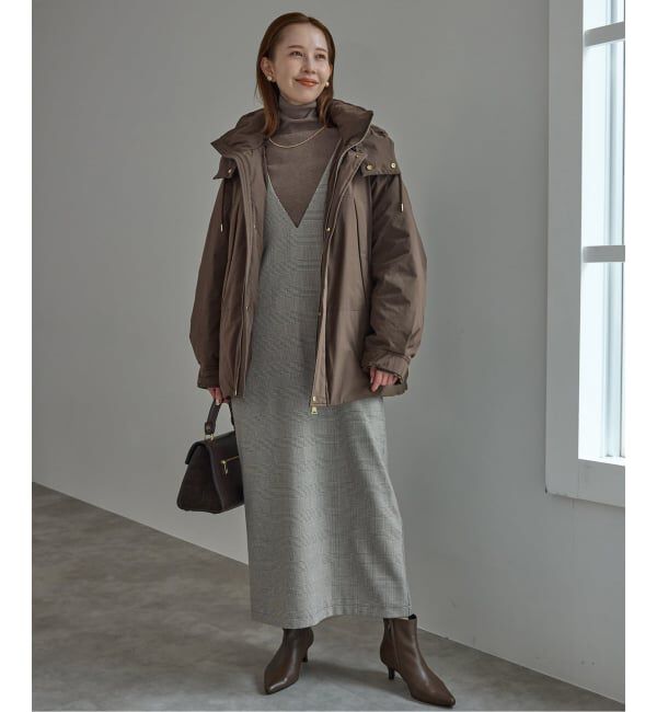 SLOBE IENA「【2枚セット】チェックジャンパースカート&times;タートルニットセット」|ワンピース|