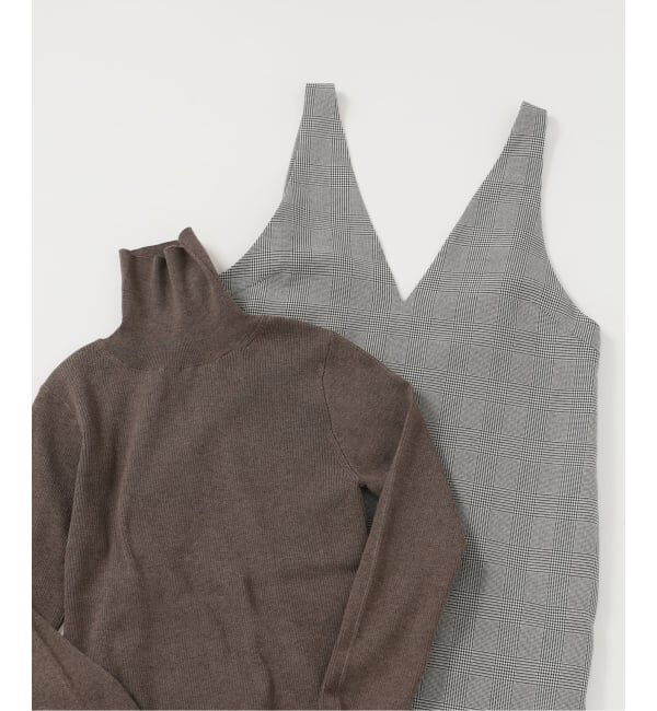 SLOBE IENA「【2枚セット】チェックジャンパースカート&times;タートルニットセット」|ワンピース|