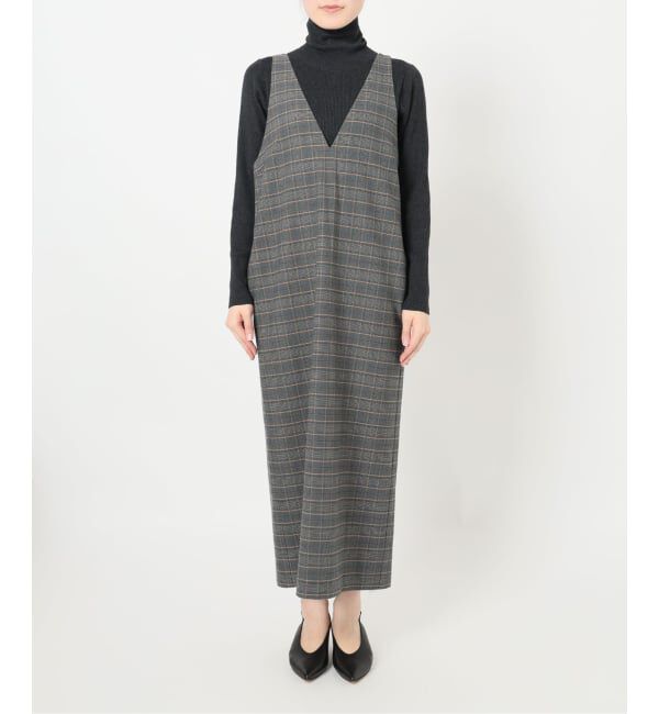 SLOBE IENA「【2枚セット】チェックジャンパースカート&times;タートルニットセット」|ワンピース|