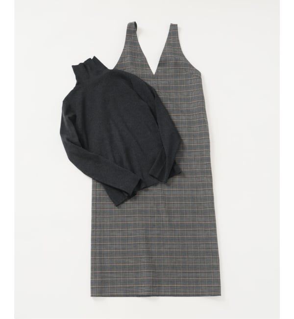 SLOBE IENA「【2枚セット】チェックジャンパースカート&times;タートルニットセット」|ワンピース|