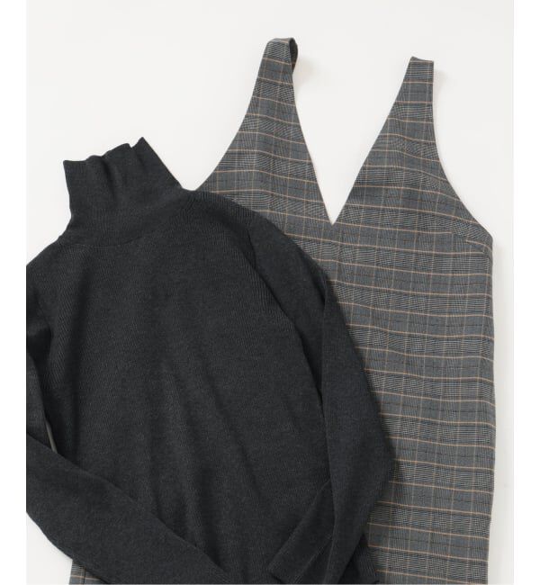 SLOBE IENA「【2枚セット】チェックジャンパースカート&times;タートルニットセット」|ワンピース|