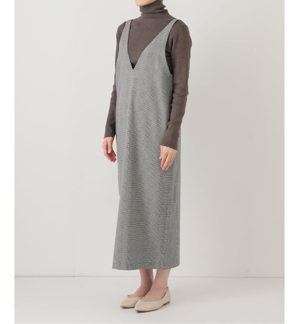 SLOBE IENA「【2枚セット】チェックジャンパースカート&times;タートルニットセット」|ワンピース|