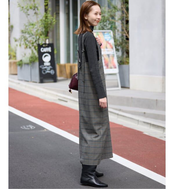 SLOBE IENA「【2枚セット】チェックジャンパースカート&times;タートルニットセット」|ワンピース|