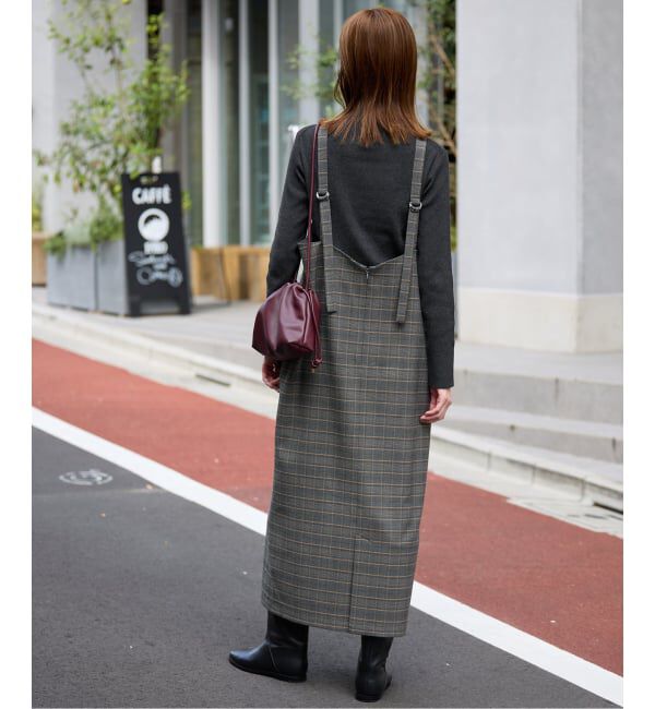 SLOBE IENA「【2枚セット】チェックジャンパースカート&times;タートルニットセット」|ワンピース|