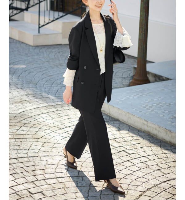 SLOBE IENA「《セットアップ対応可/追加2》ウォッシャブルツイルダブルジャケット」|テーラードジャケット|