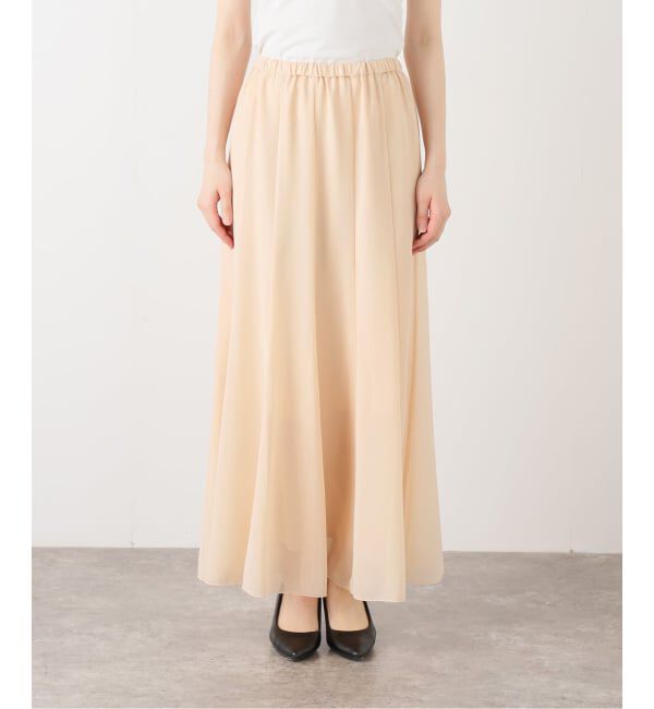 SLOBE IENA「シフォンレイヤースカート」|スカート|ベージュ