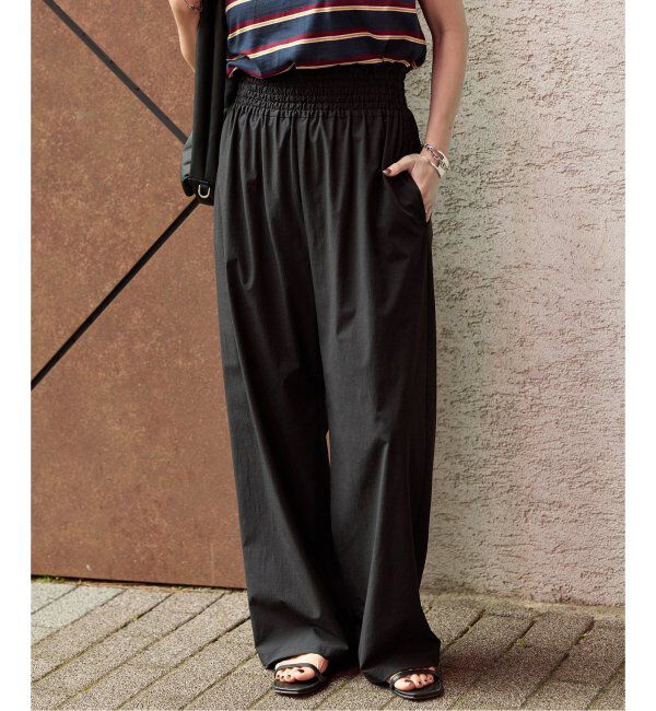 JOURNAL STANDARD「【撥水/接触冷感/洗える/UVカット】リネンナイロンストレッチワイドパンツ」|その他|ブラック