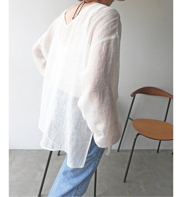 Spick and Span「《手洗い可 / 追加》メッシュリネンルーズプルオーバー」|シャツ・ブラウス|