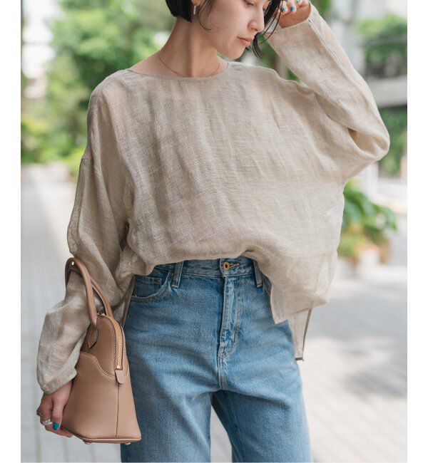 Spick and Span「《手洗い可 / 追加》メッシュリネンルーズプルオーバー」|シャツ・ブラウス|