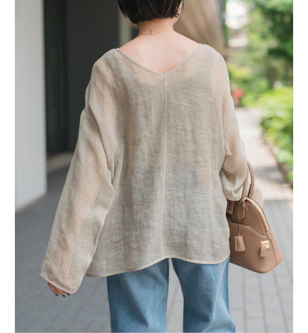 Spick and Span「《手洗い可 / 追加》メッシュリネンルーズプルオーバー」|シャツ・ブラウス|