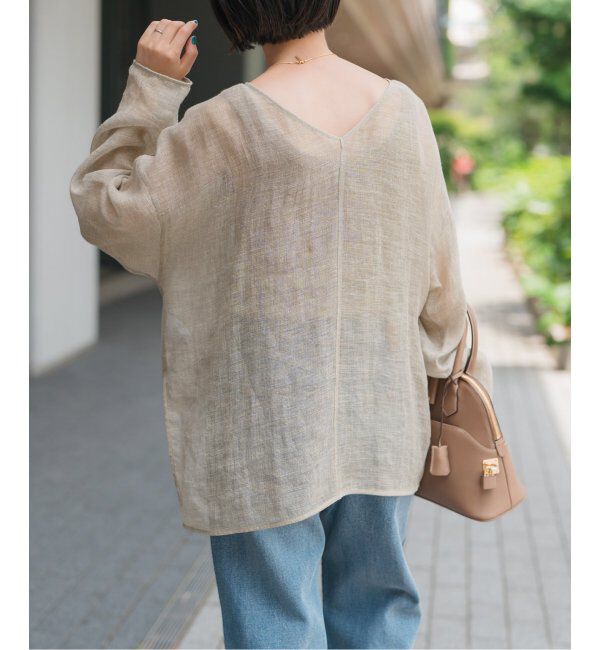 Spick and Span「《手洗い可 / 追加》メッシュリネンルーズプルオーバー」|シャツ・ブラウス|