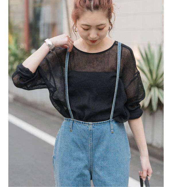 Spick and Span「《手洗い可 / 追加》メッシュリネンルーズプルオーバー」|シャツ・ブラウス|