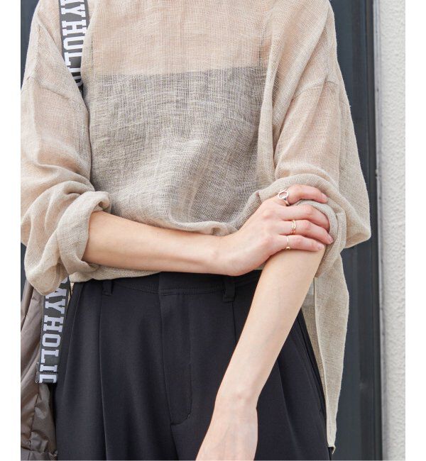 Spick and Span「《手洗い可 / 追加》メッシュリネンルーズプルオーバー」|シャツ・ブラウス|