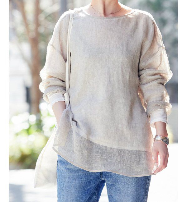 Spick and Span「《手洗い可 / 追加》メッシュリネンルーズプルオーバー」|シャツ・ブラウス|
