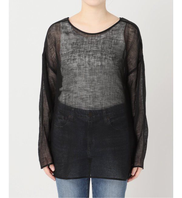 Spick and Span「《手洗い可 / 追加》メッシュリネンルーズプルオーバー」|シャツ・ブラウス|