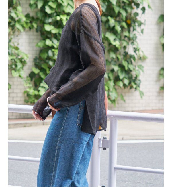 Spick and Span「《手洗い可 / 追加》メッシュリネンルーズプルオーバー」|シャツ・ブラウス|