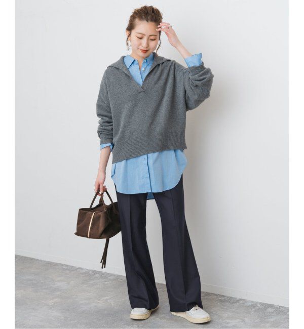 Spick and Span「《手洗い可》ウールブレンドフレアパンツ」|スラックス|