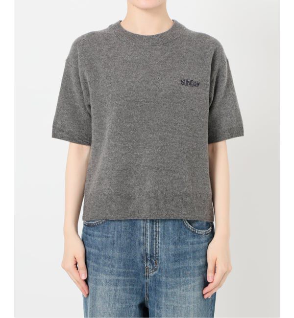 Spick and Span「ロゴジャガードハーフスリーブニット」|ニット・セーター|