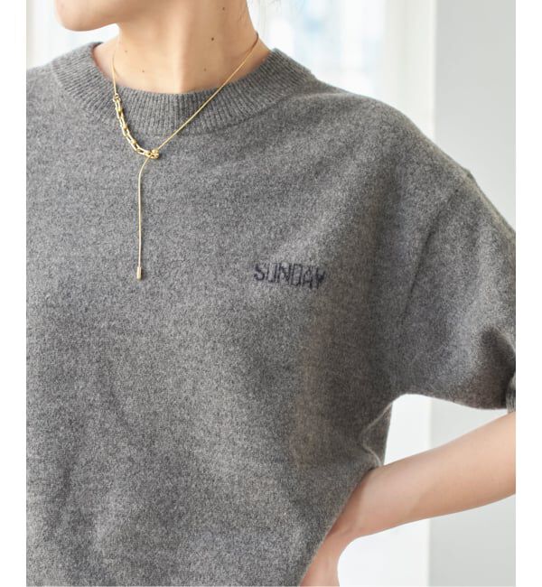 Spick and Span「ロゴジャガードハーフスリーブニット」|ニット・セーター|