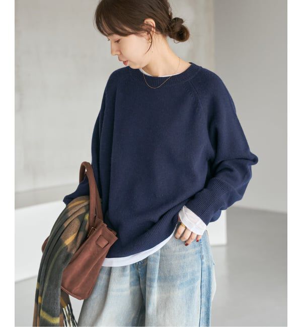 Spick and Span「《WEB限定カラー有り》ウールカシミヤ ラグランクルーネックニット」|ニット・セーター|