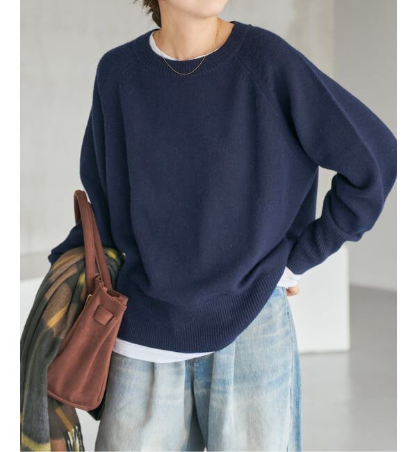 Spick and Span「《WEB限定カラー有り》ウールカシミヤ ラグランクルーネックニット」|ニット・セーター|