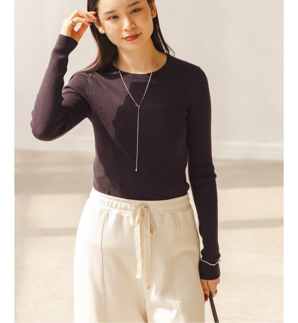 NOBLE「《追加》リブクルーネックニット」|ニット・セーター|ブラウン