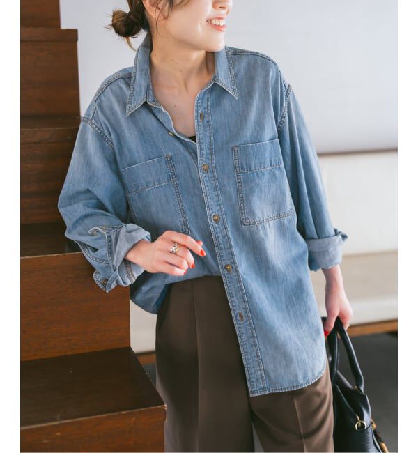 Spick and Span「《追加2》ライトオンスデニムシャツ」|シャツ・ブラウス|